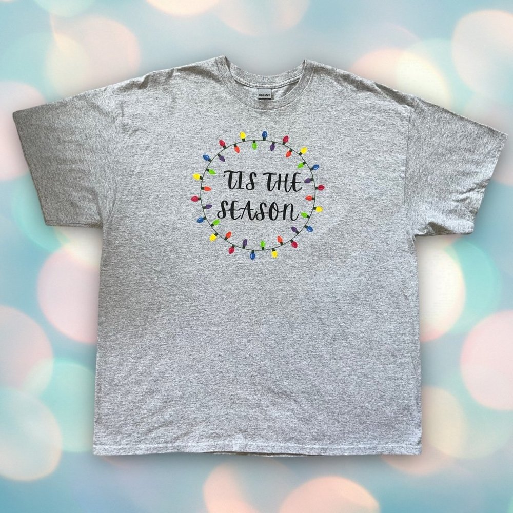 Women’s Plus Size Holiday Christmas Lights “Tis The Season” Tee Shirt Top 2XL - Picture 2 of 4